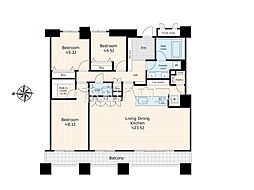 石神井公園ピアレスA棟ザ・タワー 3LDKの間取図画像