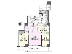 エルザ世田谷ザ・タワーA棟 3LDKの間取図画像