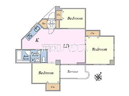 武蔵野グリーンタウンD棟 3LDKの間取図画像