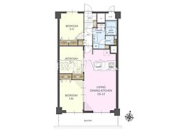 八王子サニーハイツ 3LDKの間取図画像