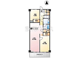 小金井ハイツ 2LDKの間取図画像