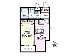 ライオンズマンション三鷹関前 1DKの間取図画像