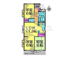 ライオンズマンション田無第5 3LDKの間取図画像