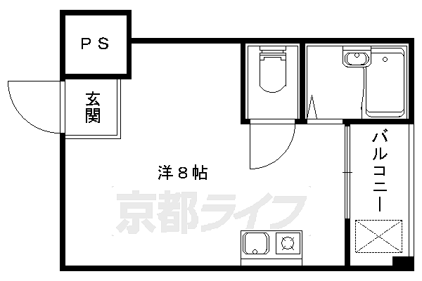 フォレスト鴨戸 305｜京都府京都市山科区御陵鴨戸町(賃貸マンション1K・3階・19.00㎡)の写真 その2