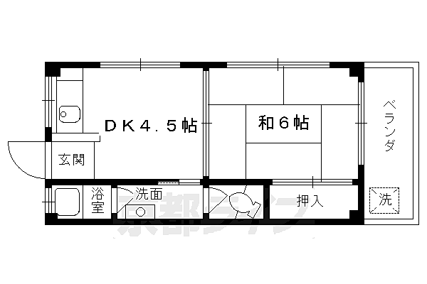 日向マンション 301｜京都府京都市伏見区桃山町日向(賃貸マンション1DK・3階・24.18㎡)の写真 その2