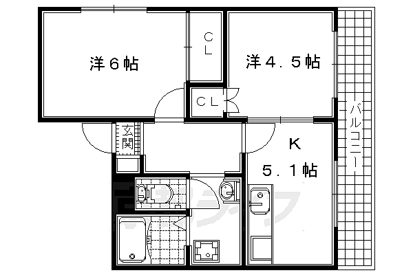 京都府宇治市木幡南端(賃貸マンション2DK・1階・39.60㎡)の写真 その2