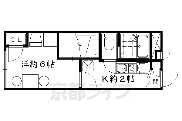 レオパレスアヴェンタージュ 107｜京都府京都市山科区厨子奥苗代元町(賃貸アパート1K・1階・19.87㎡)の写真 その2