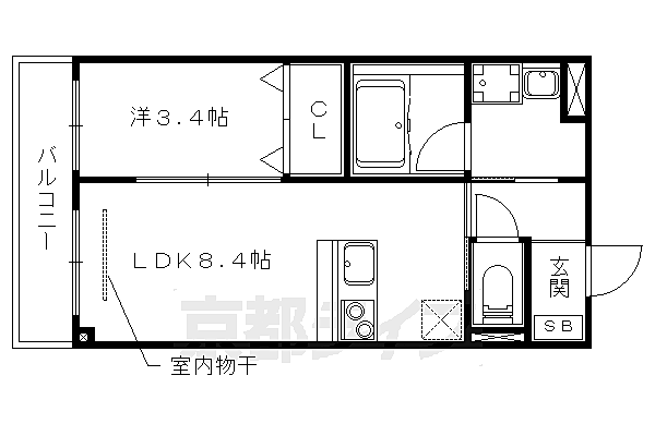 ドメールセプト　エトワール椥辻 202｜京都府京都市山科区東野八反畑町(賃貸マンション1LDK・2階・31.92㎡)の写真 その2