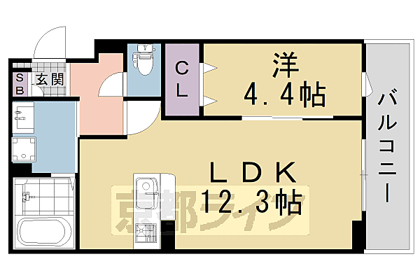 エアリーガーデン 206｜京都府京都市伏見区下鳥羽中三町(賃貸アパート1LDK・2階・39.57㎡)の写真 その2