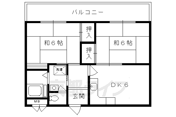 桃山和泉ハイツ 607｜京都府京都市伏見区桃山町和泉(賃貸マンション2DK・6階・42.49㎡)の写真 その2