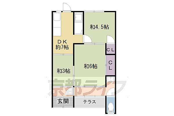 深草大門町貸家 ｜京都府京都市伏見区深草大門町(賃貸一戸建3DK・--・41.52㎡)の写真 その2