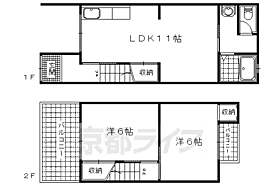 勧修寺東堂田町貸家 xx ｜ 京都府京都市山科区勧修寺東堂田町（賃貸一戸建2LDK・--・60.00㎡） その2