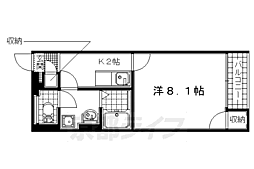 京阪本線 淀駅 徒歩20分の賃貸アパート 2階1Kの間取り