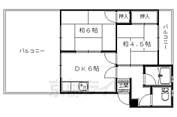 近鉄京都線 久津川駅 徒歩4分の賃貸マンション 2階2DKの間取り