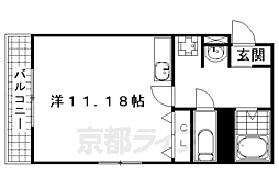 京都市営烏丸線 十条駅 徒歩2分の賃貸マンション 2階ワンルームの間取り