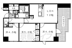プレサンスロジェ山科音羽 4階3LDKの間取り