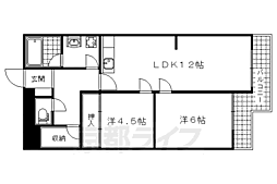 ビューハイツ京都山科（ベルヴィ52） 3階2LDKの間取り
