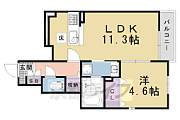 JR東海道・山陽本線 京都駅 徒歩15分の賃貸アパート 1階1LDKの間取り