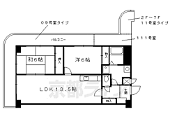 インペリアルパレスリバーサイド 4階2LDKの間取り