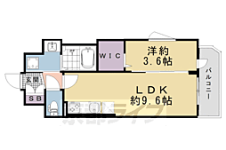 京都市営烏丸線 十条駅 徒歩3分の賃貸マンション 5階1LDKの間取り