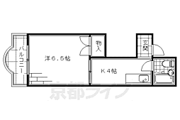 シャイニング桃山 1階1Kの間取り