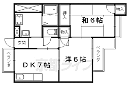 ミニヨンハウス勧修 1階2DKの間取り