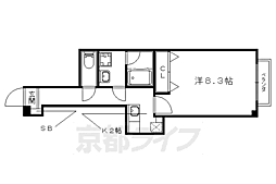 プラネシア星の子山科駅前 3階1Kの間取り