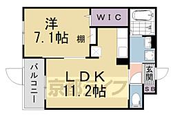 JR東海道・山陽本線 西大路駅 徒歩18分の賃貸アパート 1階1LDKの間取り