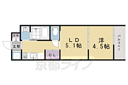 近鉄京都線 東寺駅 徒歩4分の賃貸マンション 1階1DKの間取り