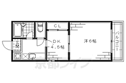 リバティー山崎 4階1DKの間取り