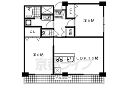 JR奈良線 新田駅 徒歩5分の賃貸マンション 2階2LDKの間取り