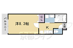 京都市営烏丸線 九条駅 徒歩7分の賃貸マンション 4階1Kの間取り