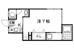エモン山科 1Kの間取図画像