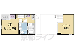 ハーモニーテラス醍醐和泉 1Kの間取図画像