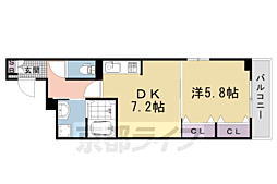 ヒカルサ京都梅津東 1DKの間取図画像
