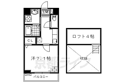 アリーサイド 1Kの間取図画像