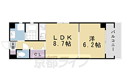 御所北エクセルミヤケ 1LDKの間取図画像
