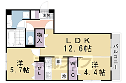 プルミエール上賀茂 2LDKの間取図画像