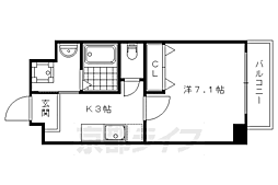 セラヴィ新丸太町 1Kの間取図画像
