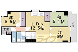 フロイデン北大路 3LDKの間取図画像