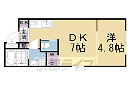 Parks京都東山 1DKの間取図画像