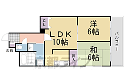 Uresidence二条城 2LDKの間取図画像