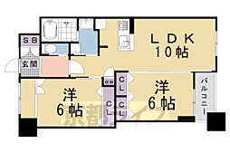 パレ・朱雀門 2LDKの間取図画像