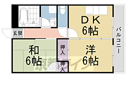 ハイツ長岡京 2DKの間取図画像