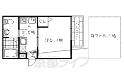 ロフティ四条大宮 1Kの間取図画像