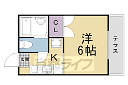 サンハイツ梅津 1Kの間取図画像