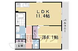 京都市右京区西京極町ノ坪町マンション 1LDKの間取図画像