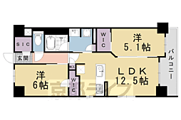 ファインレジデンス京都五条通 2LDKの間取図画像