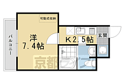 ソーシア西院 1Kの間取図画像