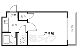 ベルヴィ武者小路 1Kの間取図画像